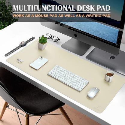 K KNODEL Large Office Leather Desk Mat, Mouse and Keyboard Pad, Computer and Laptop Mat, Desktop Protector and Cover, Writing Pad and Blotter (31.5"x15.7", Black)