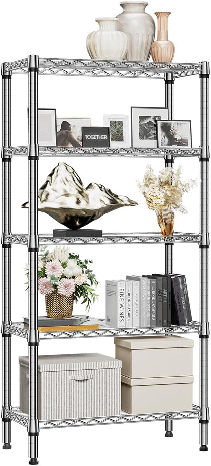 M MZG 450 lbs Steel Storage Shelving 3-Tier Utility Shelving Unit Steel Organizer Wire Rack for Home,Kitchen,Office (11.8" D x 17.7" W x 26.3" H) - Colors B