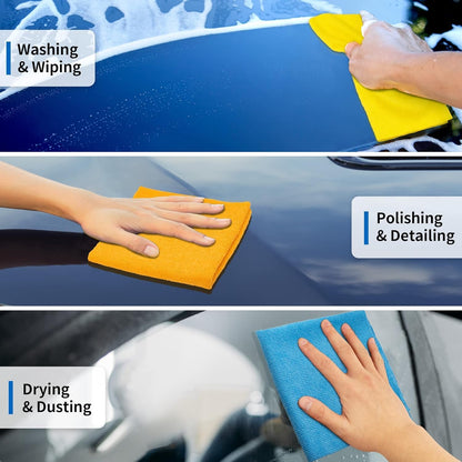 Microfiber Cleaning Cloth, Cleaning Rags Microfiber Towel Bulk Absorbent Lint-Free Wash Cloths, All-Purpose Shop Towels for Cars, Automotive, Garage, Home & Kitchen 11.5"*11.5"