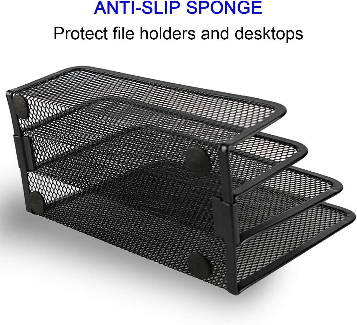 Desk Mail Organizer, File Holder Letter Sorter with 3 Vertical Upright Metal Mesh Compartments Document, Filing, Folders, Mail, Paper Organizer for Home or Office Desktop