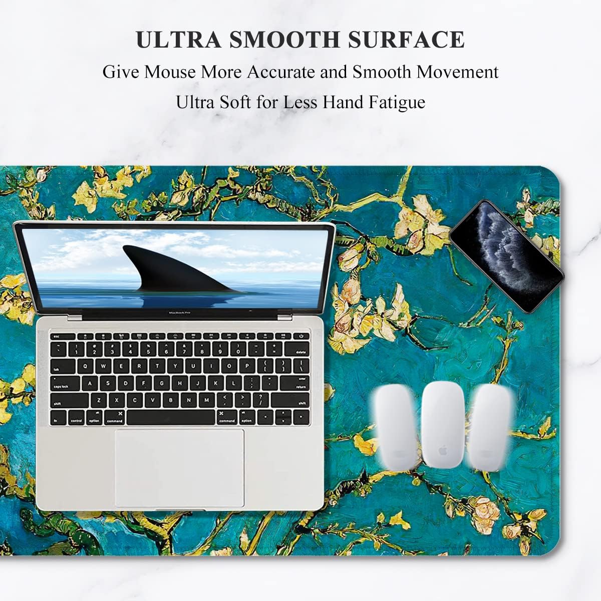 Auhoahsil Desk Mat, Ultra Large Mouse Pad, XXL Gaming Mousepad, Green Tropical Leaves Deskpad, Big Extended Full Size Mouse Pad, Desktop Desk Matt for Keyboard, Laptop & Computer, 35.5 x 15.7 in - Colors A
