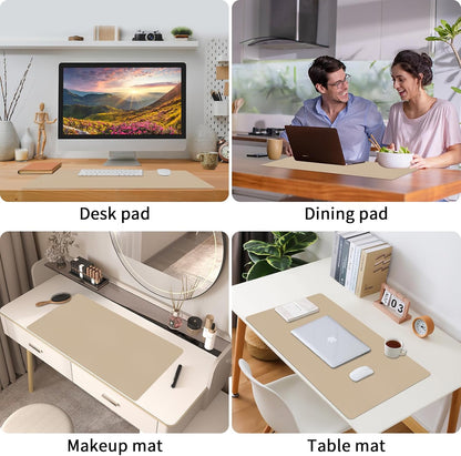 Bloss Leather Desk Pad and Keyboard Wrist Rest, Large Mouse Pad + Keyboard Pad+Mouse Wrist Support, Non-Slip Desk Mat Protector for Office, Home(31.5×15.7 Inches,Beige) - Colors A