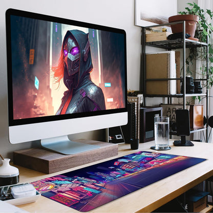 31.5" x 15.7" Waterproof Fabric Desk Pad, Rubber Anti-Slip Base, Stitched Edges No Curling, Fits Laptop Keyboard and Mouse, Smooth Office Mat Large Mouse Pad for Work Game, Black