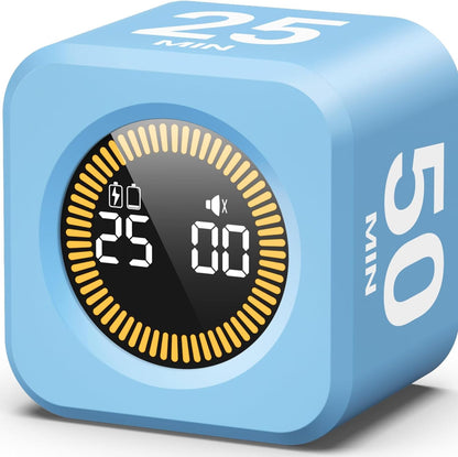 KADAMS Pomodoro Cube Timer Productivity Visual Timer - 5/10/25/50 Min Rotating Countdown (1, Green)