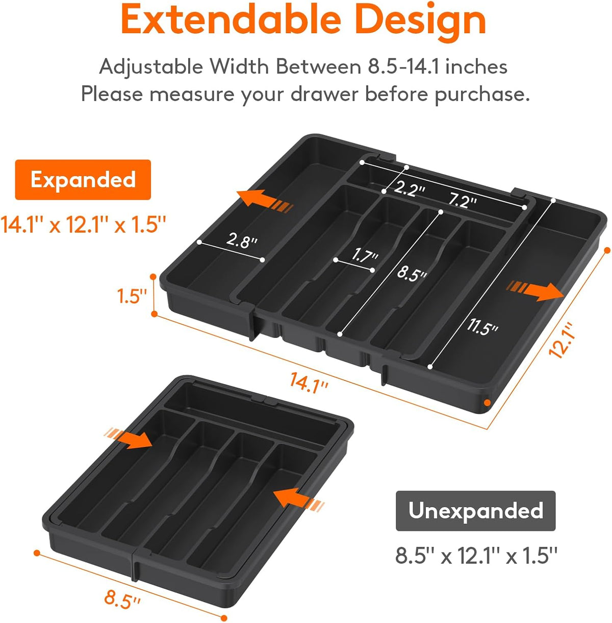 Expandable Silverware Drawer Organizer, Kitchen Utensil Tray