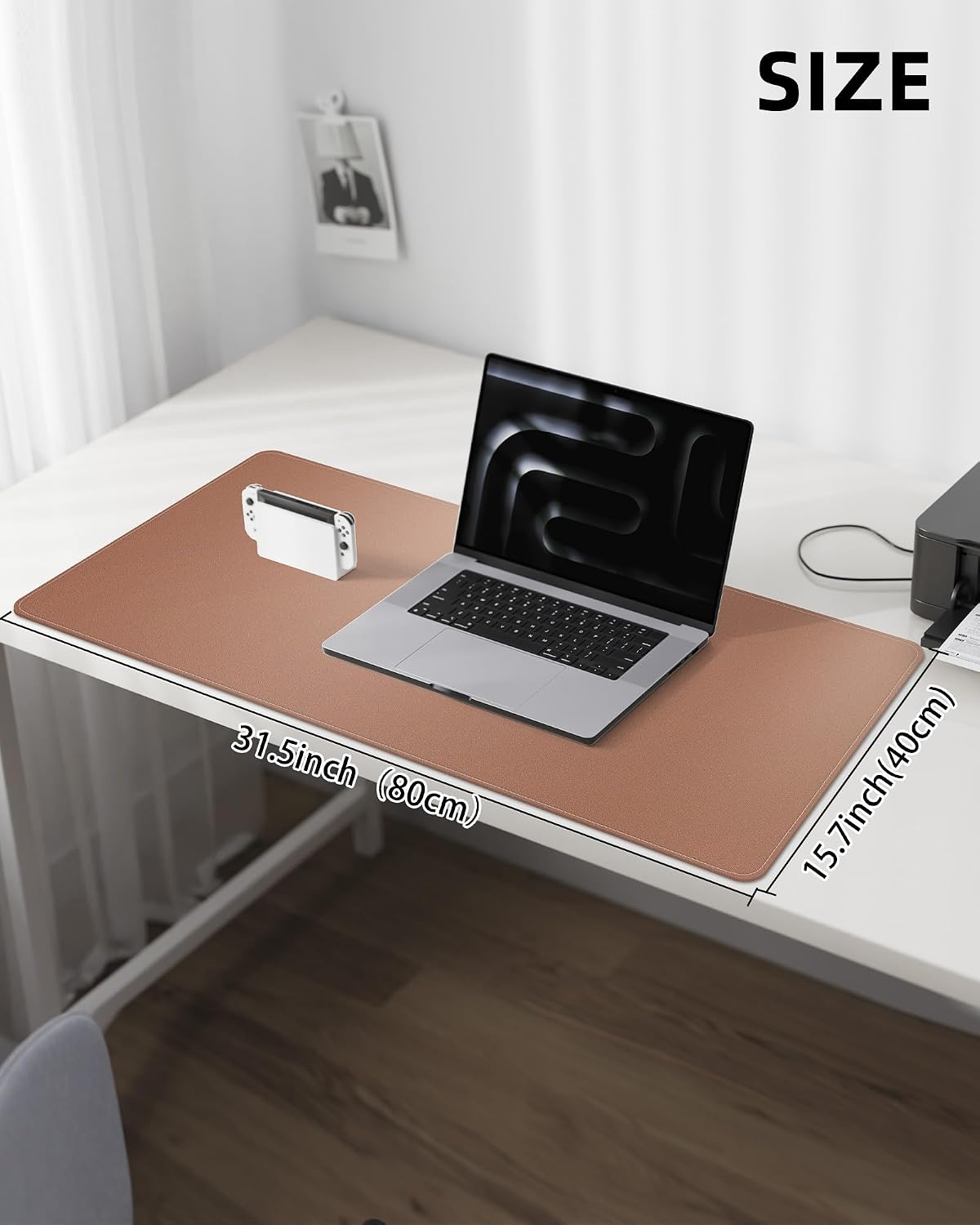 AFIING Large Desk Mat 55" x 24" - PU Leather Desk Pad Protector, Waterproof Non-Slip Extended Mouse Pad for Office Desk, Keyboard, Laptop and Home Workspace (Black)