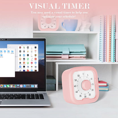 60 Minute Visual Timer,Time Timer Home,Silent Pomodoro Timer and Adults,Countdown Clock Management Tool for Classroom Home Office (Pink)