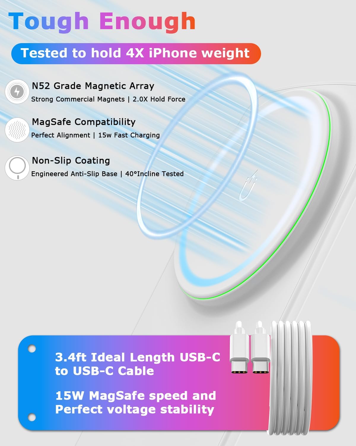 Wireless Magnetic Charger Stand for iPhone and Samsung