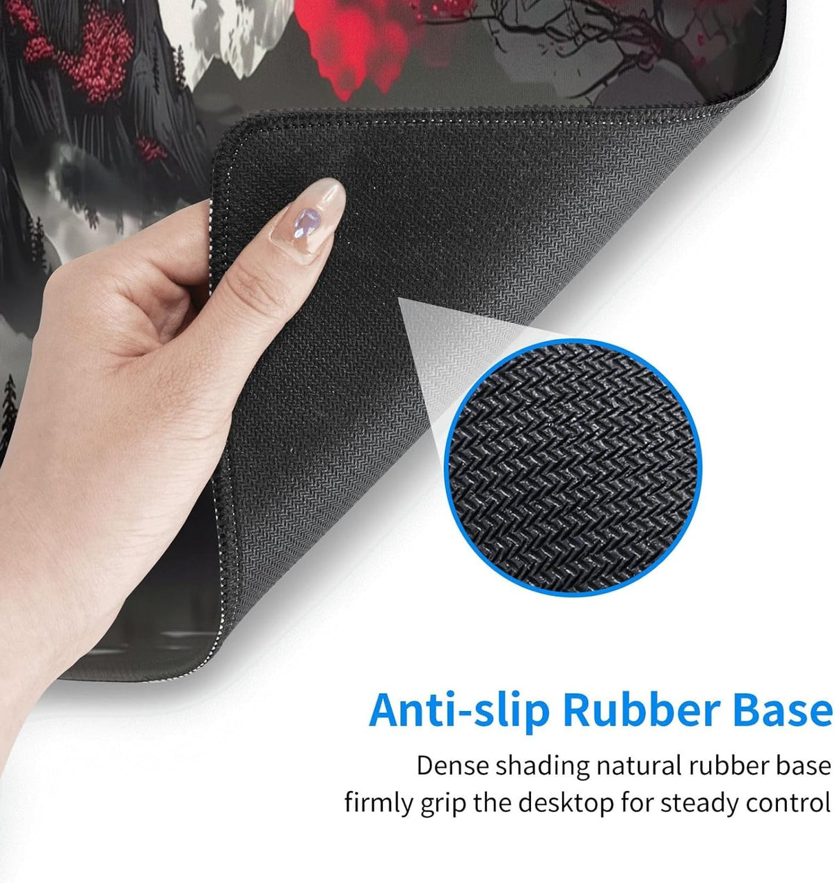 Japanese Mouse Pad, Large Japanese Desk Mat, XL Anime Gaming Keyboard Mat, Non-Slip Rubber Base, Big Extended Desk Protector for Home Office, 31.5”x11.8”