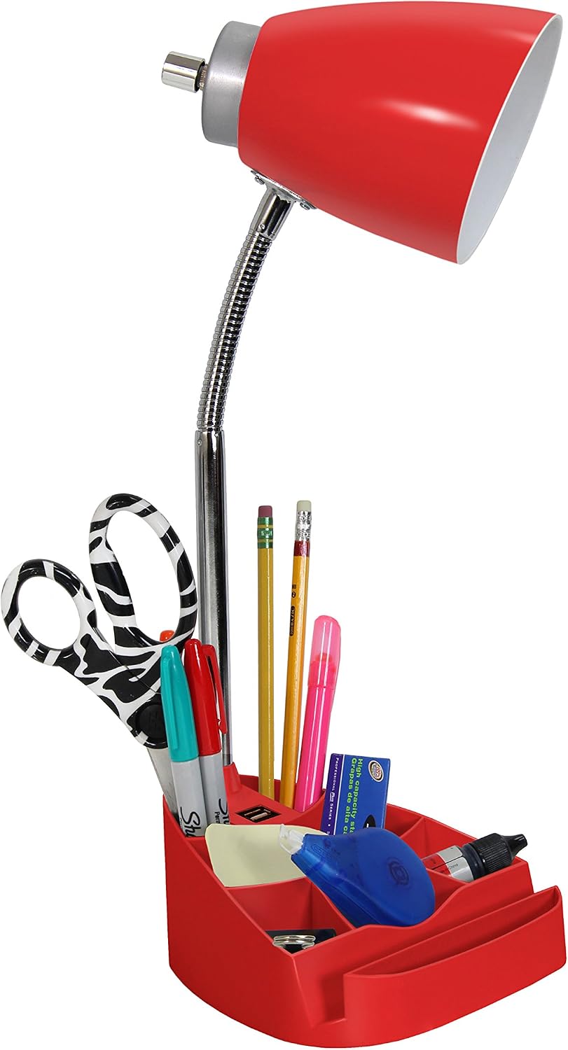 Limelights LD1056-BLK Desk Lamp Organizer with iPad Tablet Book Stand and USB Charging Port, Black