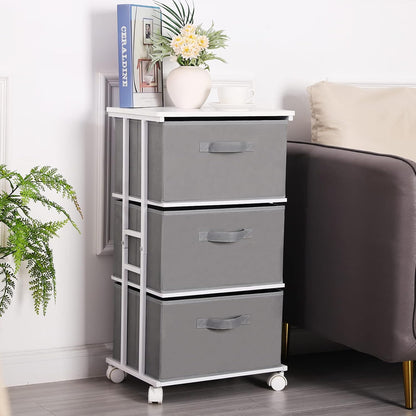 Dresser Storage with 3 Drawers, Fabric Dresser Tower, Vertical Storage Unit for Bedroom, Closet, Office, Black
