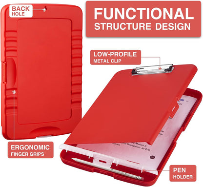 Clipboard with Storage, Clip Board 8.5 x 11 with Pen Holder, High Capacity Plastic Organization Case Box for Letter Legal A4 Size Paper, Nurses Teachers Must Haves, School & Office Supplies