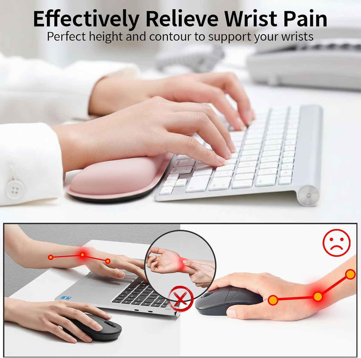 Bloss Leather Desk Pad and Keyboard Wrist Rest, Large Mouse Pad + Keyboard Pad+Mouse Wrist Support, Non-Slip Desk Mat Protector for Office, Home(31.5×15.7 Inches,Beige) - Colors A