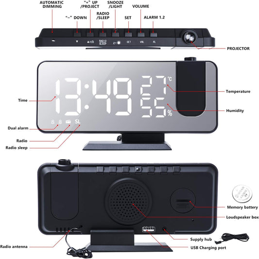 Digital Alarm Clocks for Bedrooms, RGB Desk Clock with 15 Color Display, Date Temperature and Weekday, DST, Snooze, 2 Alarms, Ambient Lighting for Living Room, Bedside Office Gaming Desk Decor