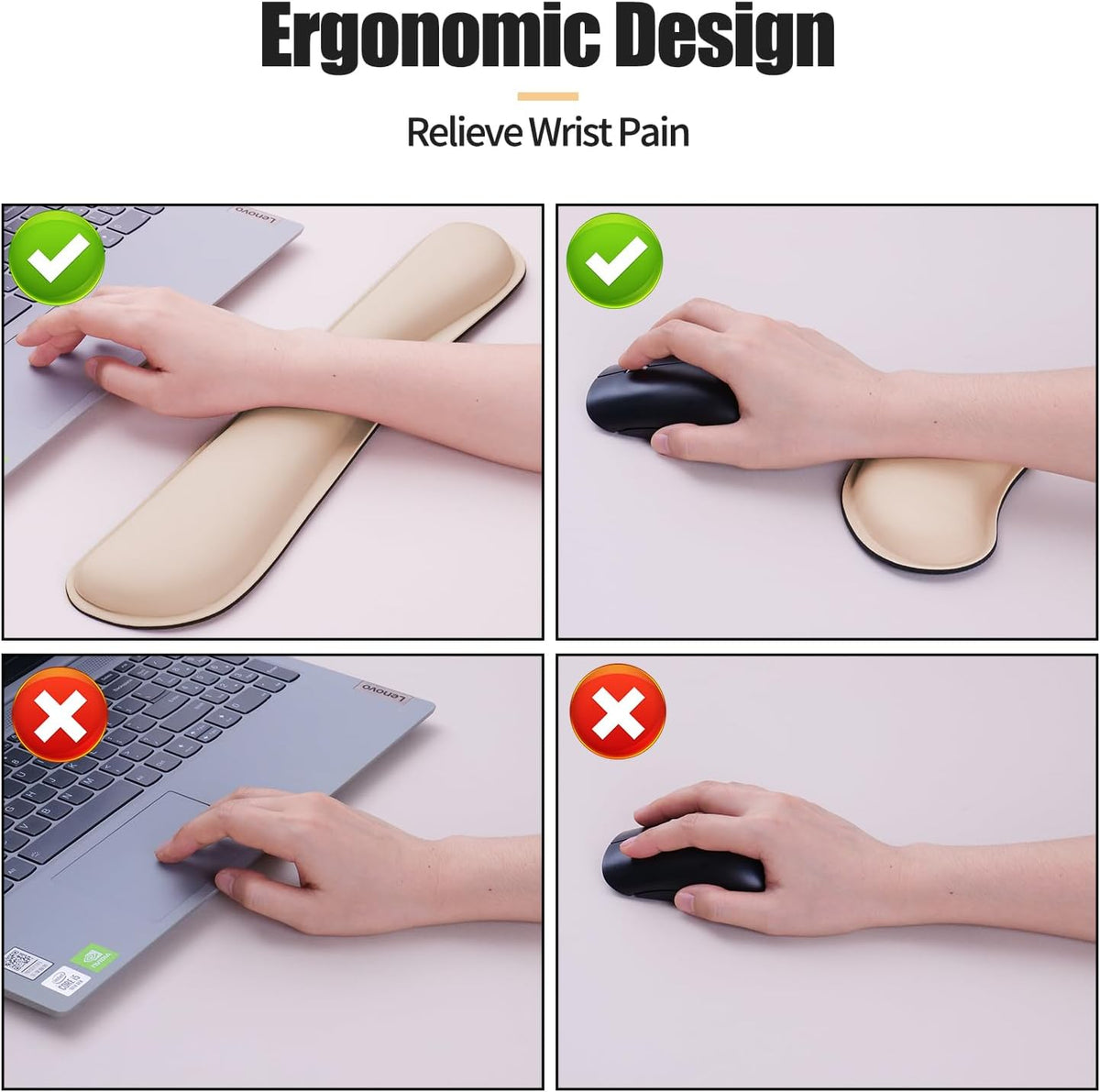 Bloss Leather Desk Pad and Keyboard Wrist Rest, Large Mouse Pad + Keyboard Pad+Mouse Wrist Support, Non-Slip Desk Mat Protector for Office, Home(31.5×15.7 Inches,Beige) - Colors B