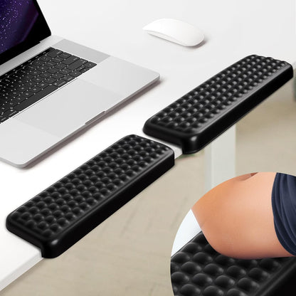L-Shaped Desk Elbow Pad，Arm Rest for Desk 2-Piece Ergonomic Wrist Rest with Non-Slip Base Memory Foam Elbow Support Padding for Computer Keyboard, Office and Home (Leather)