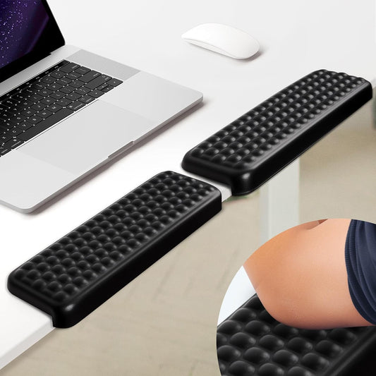 L-Shaped Desk Elbow Pad，Arm Rest for Desk 2-Piece Ergonomic Wrist Rest with Non-Slip Base Memory Foam Elbow Support Padding for Computer Keyboard, Office and Home (Leather)