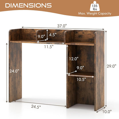 Desktop Bookshelf, Countertop Storage Hutch with 5 Shelves for Computer Desk, Desk 3-Tier Display Rack, Multipurpose Wood Desktop Hutch Storage Organizer for Dorm Office Home