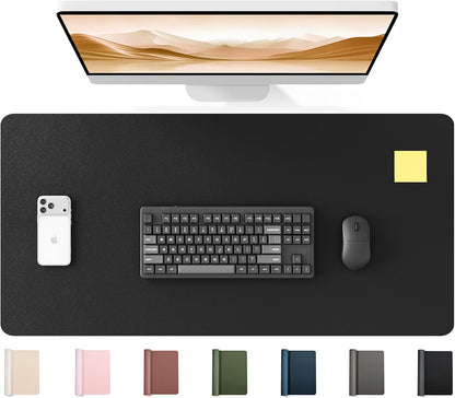 35.4" x 17" Large PU Leather Desk Mat for Keyboard and Mouse - Waterproof Non-Slip Desk Pad Protector for Office, Home, Writing Desk, Black