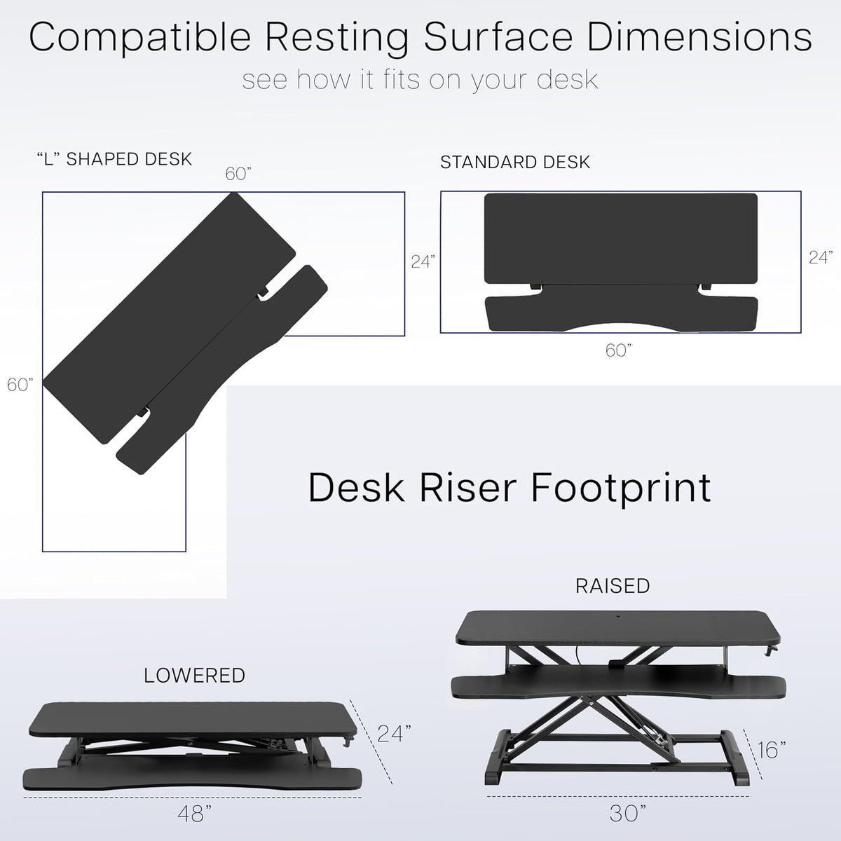 Black 32 in Standing Desk Converter, DESK-V000K
