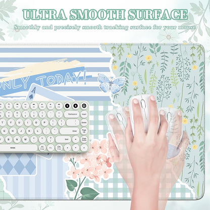 Desk Mat,Mouse Pad for Office Desk,35.4x15.7in,Pink Flowers