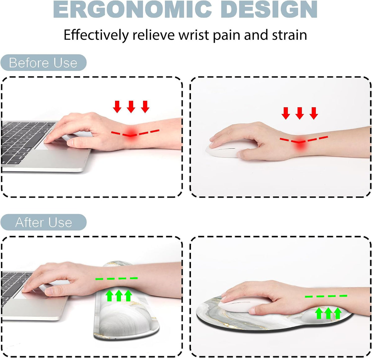 Ergonomic Mouse Pad with Wrist Rest and Keyboard Wrist Rest, Mousepad