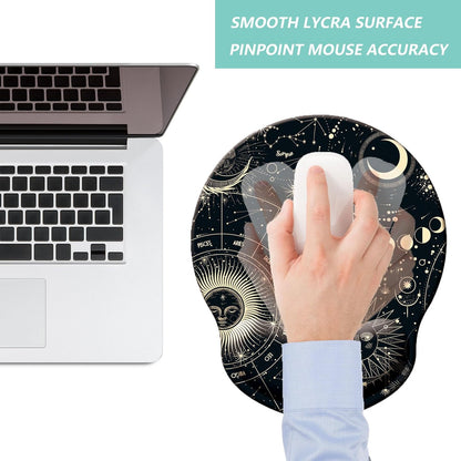 Mouse Pad with Wrist Support, Ergonomic Mouse Pad with Memory Foam Wrist Rest Cushion, Non-Slip Rubber Base Gaming Mice Pad for Home Office Computer Laptop, Flower Black