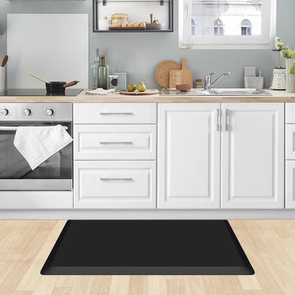 KitchenClouds Kitchen Mat Cushioned Anti Fatigue Rug 17.3"x28" Water Resistant, Non Slip, Standing and Comfort Desk/Floor Mats for House Sink Office (Black)