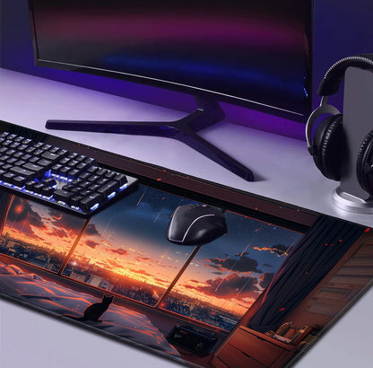 Retro American Flag XL Gaming Mouse Pad with Stitching Edge Laptop Desk Mat