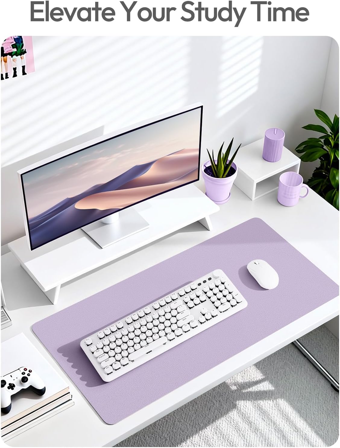YSAGi Leather Desk Pad Protector, Large Mouse Pad, Non-Slip PU Leather Desk Blotter, Waterproof Writing Pad for Office and Home (31.5" x 15.8", Eggshell) - Colors B