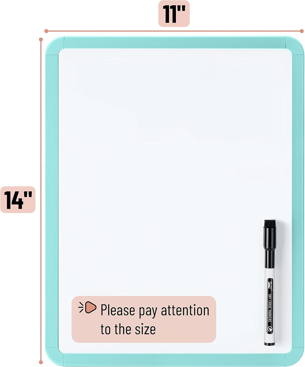 Dry Erase Board, 14” x 11”, White Frame