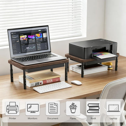 WALI Monitor Stand Riser with Drawer, Desk Organizers and Accessories for Computer, Printer, Laptop Stand for Home Office Supplies, (PTT005-B), 1 Pack, Black