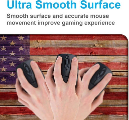 Retro American Flag XL Gaming Mouse Pad with Stitching Edge Laptop Desk Mat