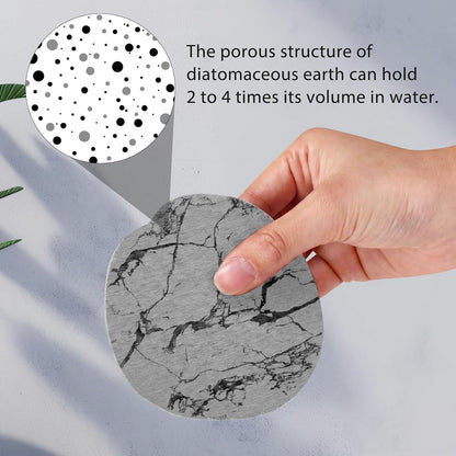 Diatomaceous Earth Coasters Set of 4，Cool Absorbent Quick-Dry Drink Coasters for Desks, Cute Modern Stone Design with Stylish White Aesthetic (4, White)