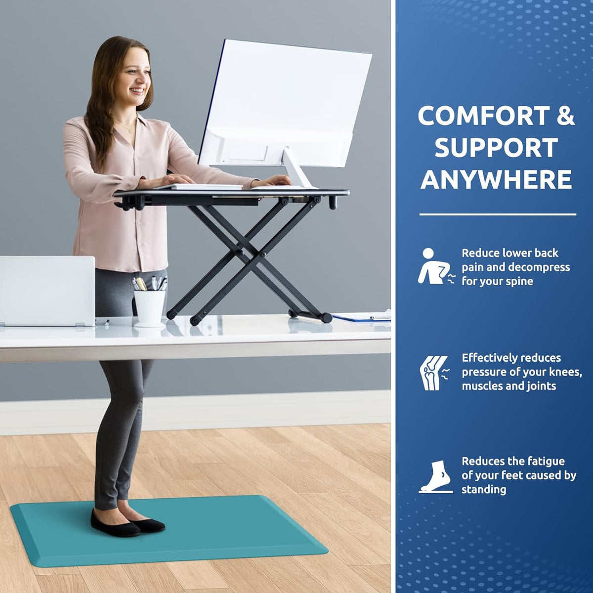 KitchenClouds Kitchen Mat Cushioned Anti Fatigue Rug 17.3"x28" Water Resistant, Non Slip, Standing and Comfort Desk/Floor Mats for House Sink Office (Black)