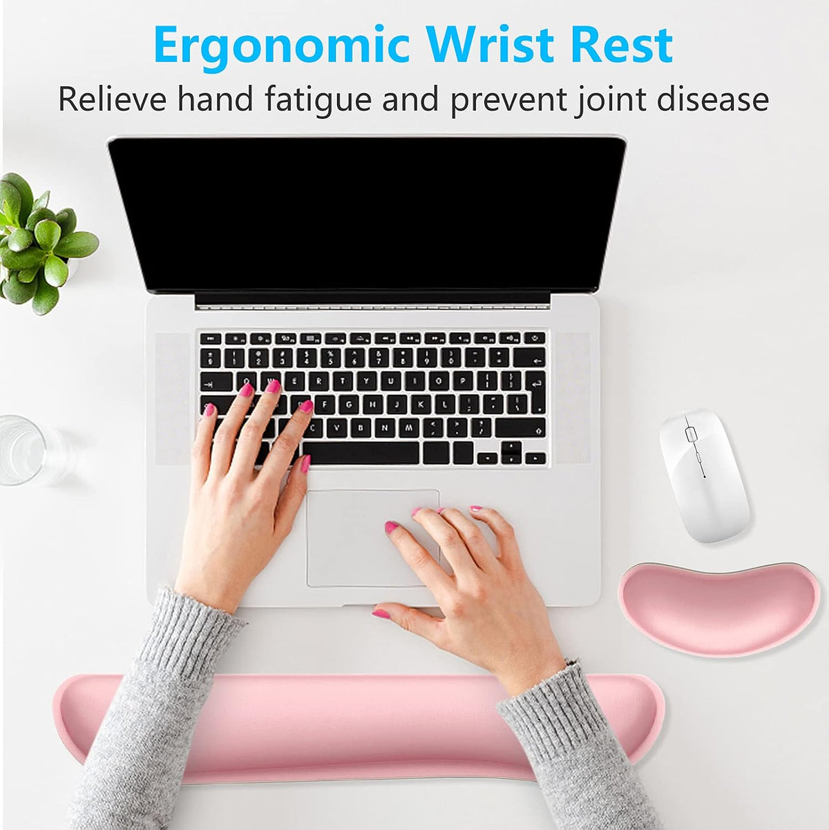 Dapesuom Enlarge Keyboard Wrist Rest, Cute Memory Foam Keyboard Wrist Cushion for Computer Desk Mats Support, Typing Pain Relief Ergonomic Mouse Pad Rests with Non-Slip Base for Gaming, Laptop, Purple
