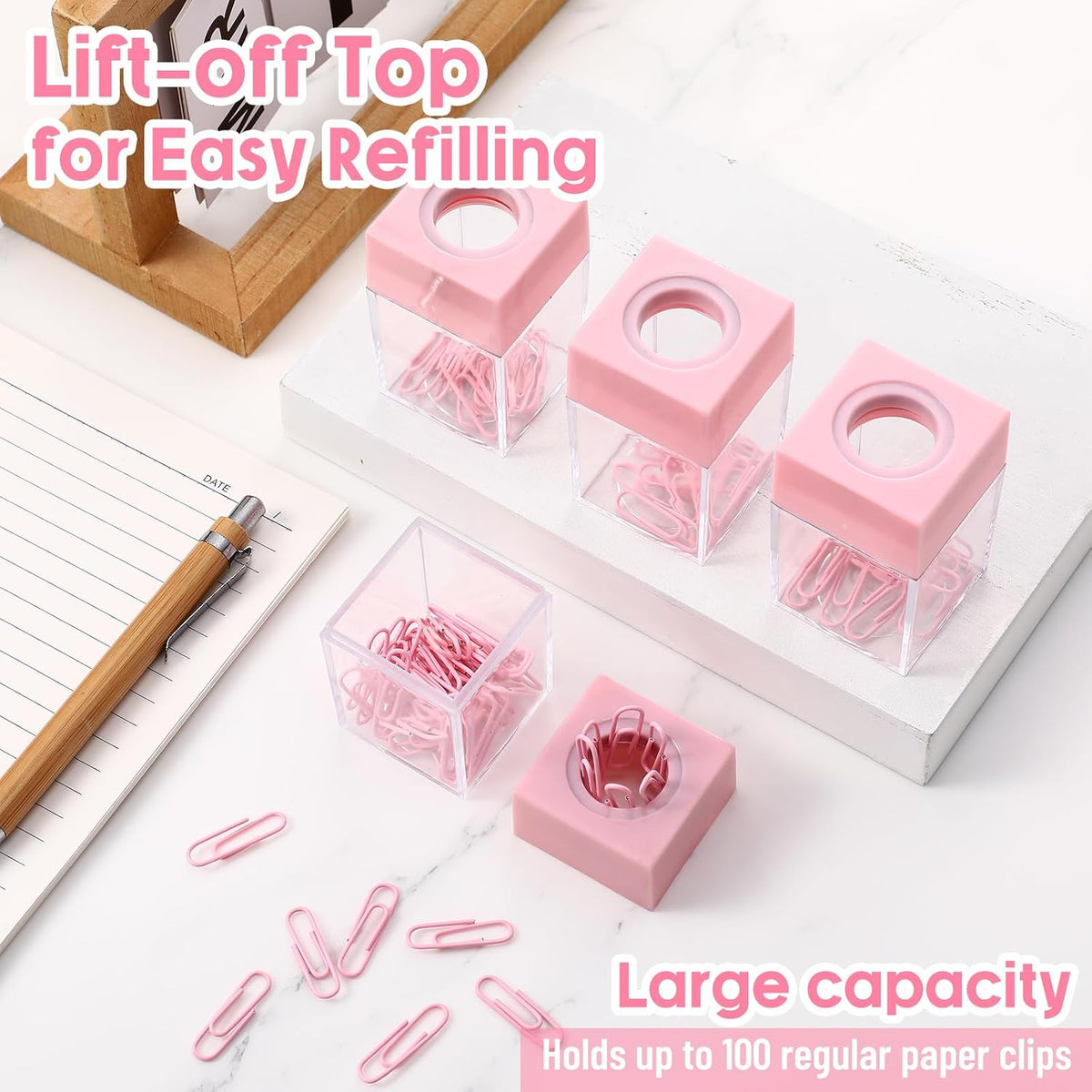Outus 4 Pieces Magnetic Paper Clip Dispenser Holder Paperclip Dispenser for Desk, School, Office(Black)