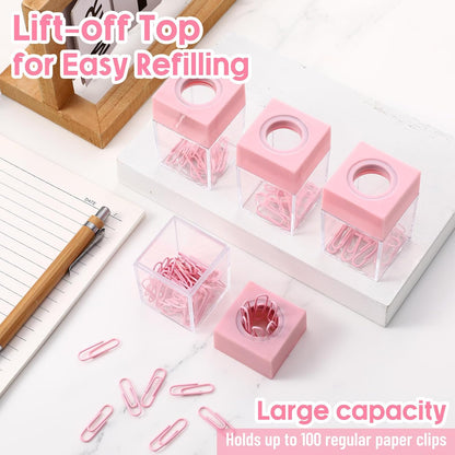 Outus 4 Pieces Magnetic Paper Clip Dispenser Holder Paperclip Dispenser for Desk, School, Office(Black)