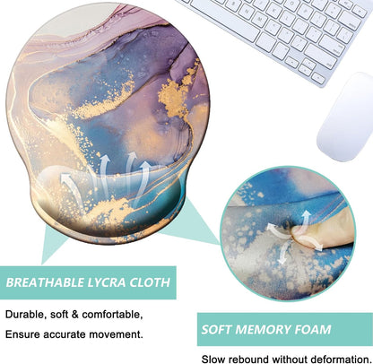 Mouse Pad with Wrist Support, Ergonomic Mouse Pad with Memory Foam Wrist Rest Cushion, Non-Slip Rubber Base Gaming Mice Pad for Home Office Computer Laptop, Flower Black