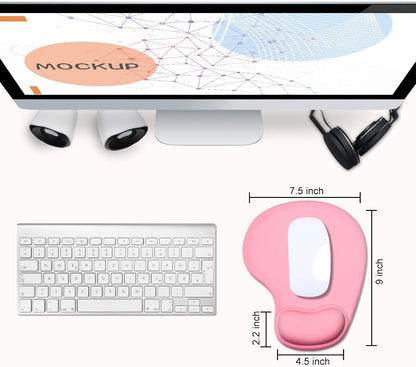 JIKIOU Mouse Pad, 2 Pack Ergonomic Mouse Pads with Comfortable Gel Wrist Rest Support and Smooth Cloth, Non-Slip PU Base for Easy Typing Pain Relief Durable and Easy to Clean Small Black