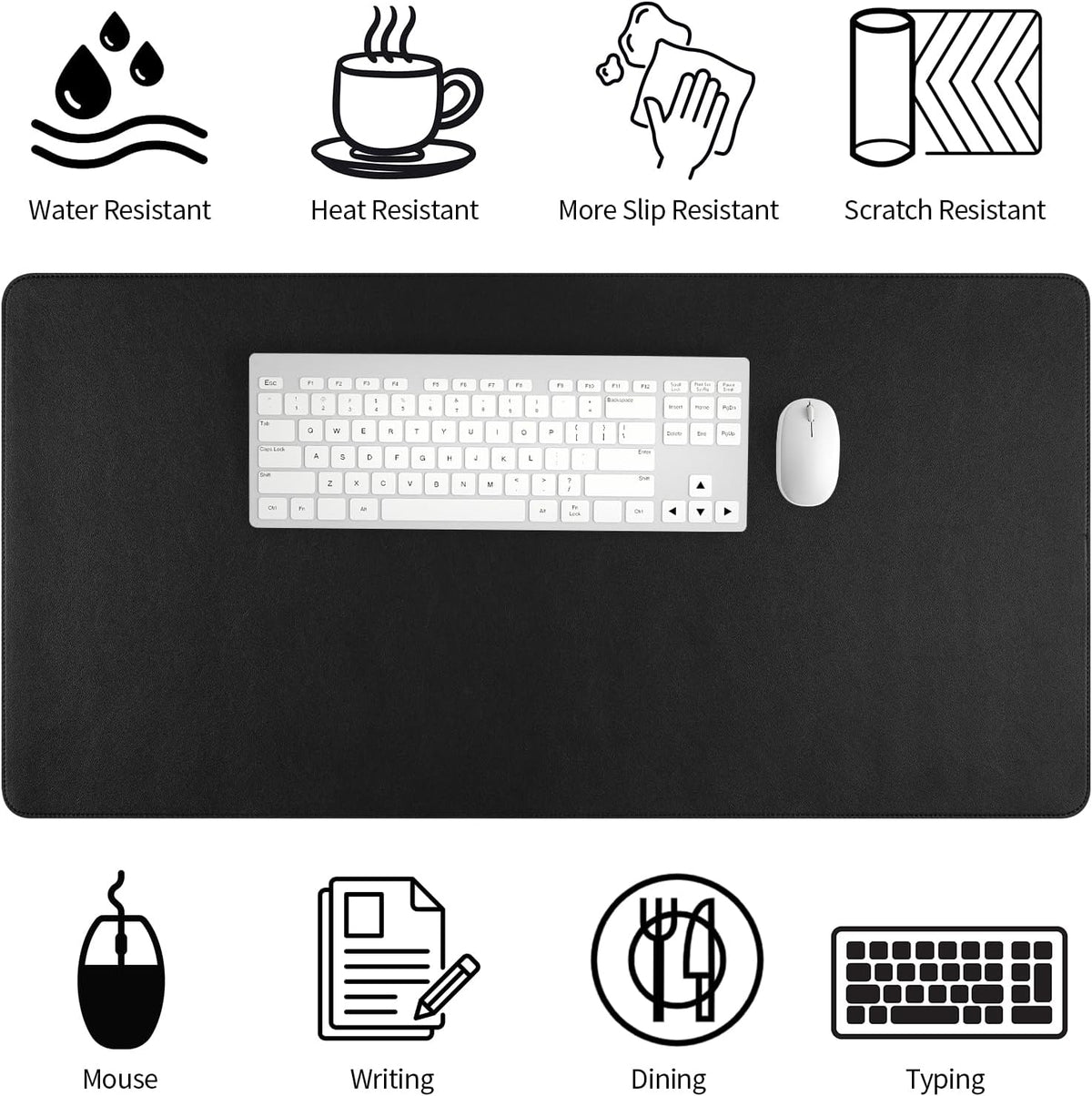 Bloss Leather Desk Pad and Keyboard Wrist Rest, Large Mouse Pad + Keyboard Pad+Mouse Wrist Support, Non-Slip Desk Mat Protector for Office, Home(31.5×15.7 Inches,Beige) - Colors A