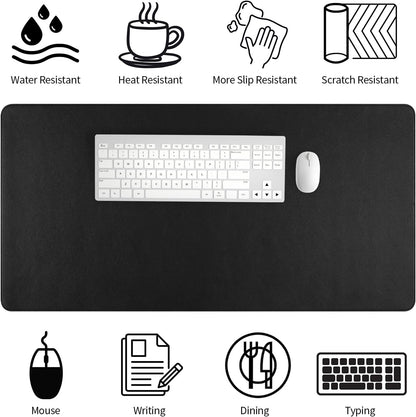 Bloss Leather Desk Pad and Keyboard Wrist Rest, Large Mouse Pad + Keyboard Pad+Mouse Wrist Support, Non-Slip Desk Mat Protector for Office, Home(31.5×15.7 Inches,Beige) - Colors A