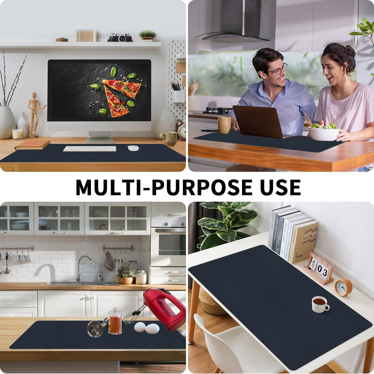 Bloss Leather Desk Pad and Keyboard Wrist Rest, Large Mouse Pad + Keyboard Pad+Mouse Wrist Support, Non-Slip Desk Mat Protector for Office, Home(31.5×15.7 Inches,Beige) - Colors B