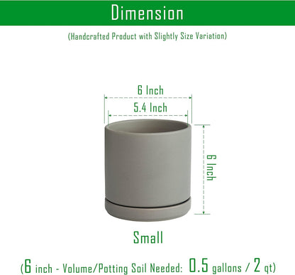 D'vine Dev 4.7 Inch Ceramic Planter Pot with Drainage Hole and Saucer, Indoor Cylinder Round Planter Pot, Teal, 94-O-B-9