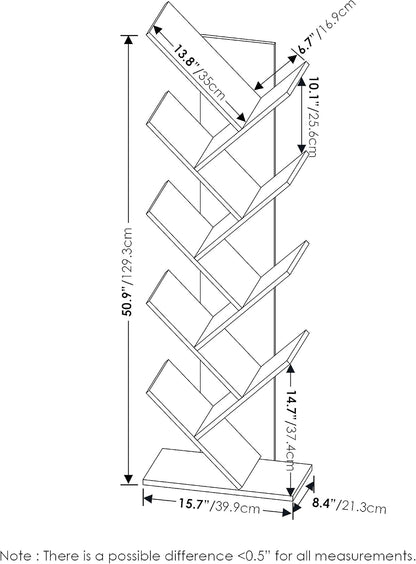 Furinno PASIR Book Shelf, 2-Tier Modern Bookshelf, Open Shelves Bookcase 9 x 12 x 21, Easy Assembly, for Living Room, Bedroom, Home Office, White