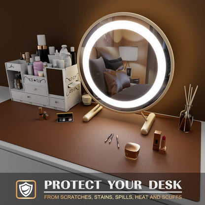 K KNODEL Large Office Leather Desk Mat, Mouse and Keyboard Pad, Computer and Laptop Mat, Desktop Protector and Cover, Writing Pad and Blotter (31.5"x15.7", Black)