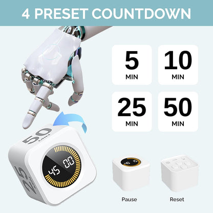 KADAMS Pomodoro Cube Timer Productivity Visual Timer - 5/10/25/50 Min Rotating Countdown (1, Green)
