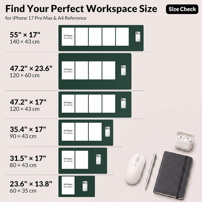 Large Desk Mat, 47" x 17", Black