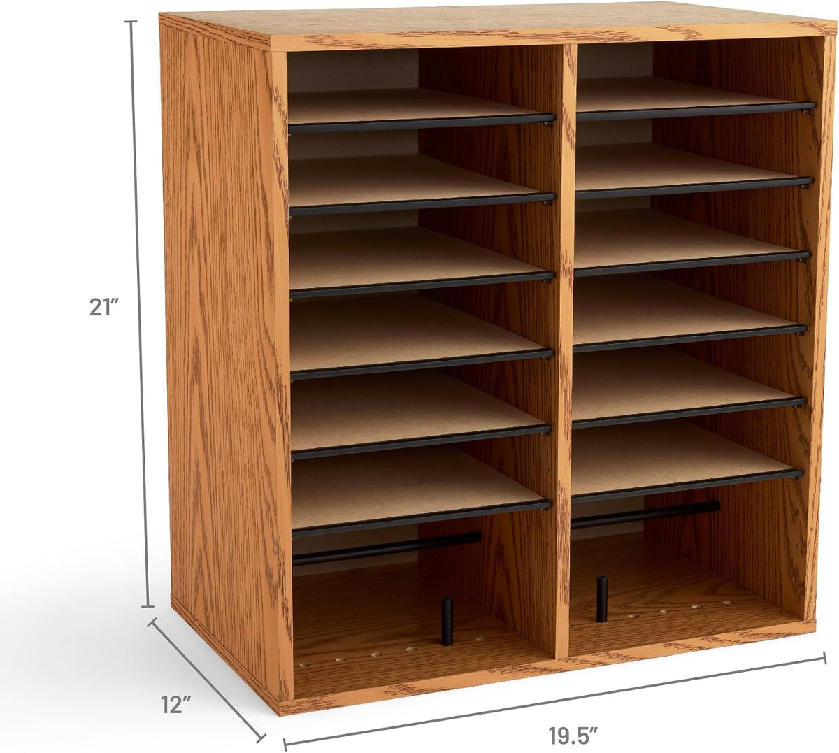 Safco 9422GR Wood Adjustable Literature & Paper Organizer, 16 Adjustable Compratment, Stackable Durable Construction, Home, Office, Mailroom, Classroom Mailbox , Gray