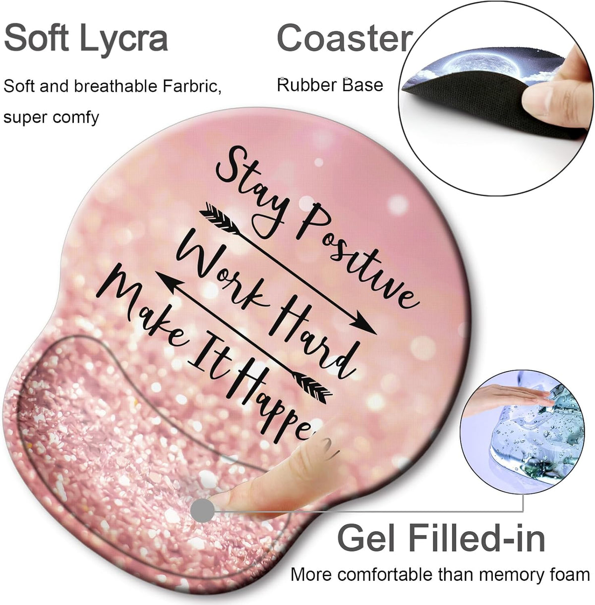 Ergonomic Mouse Pad with Wrist Support Rest,Large Mousepad Gel Wrist Rest, with Coaster Non-Slip & Pain Relief for Computer, Desk, Home&Office-Beach - Colors B